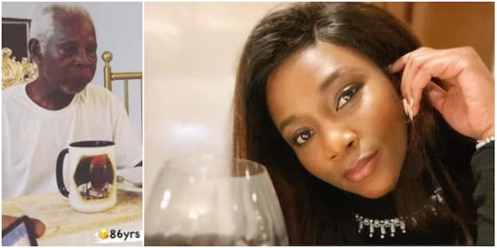 Genevieve Nnaji and father 