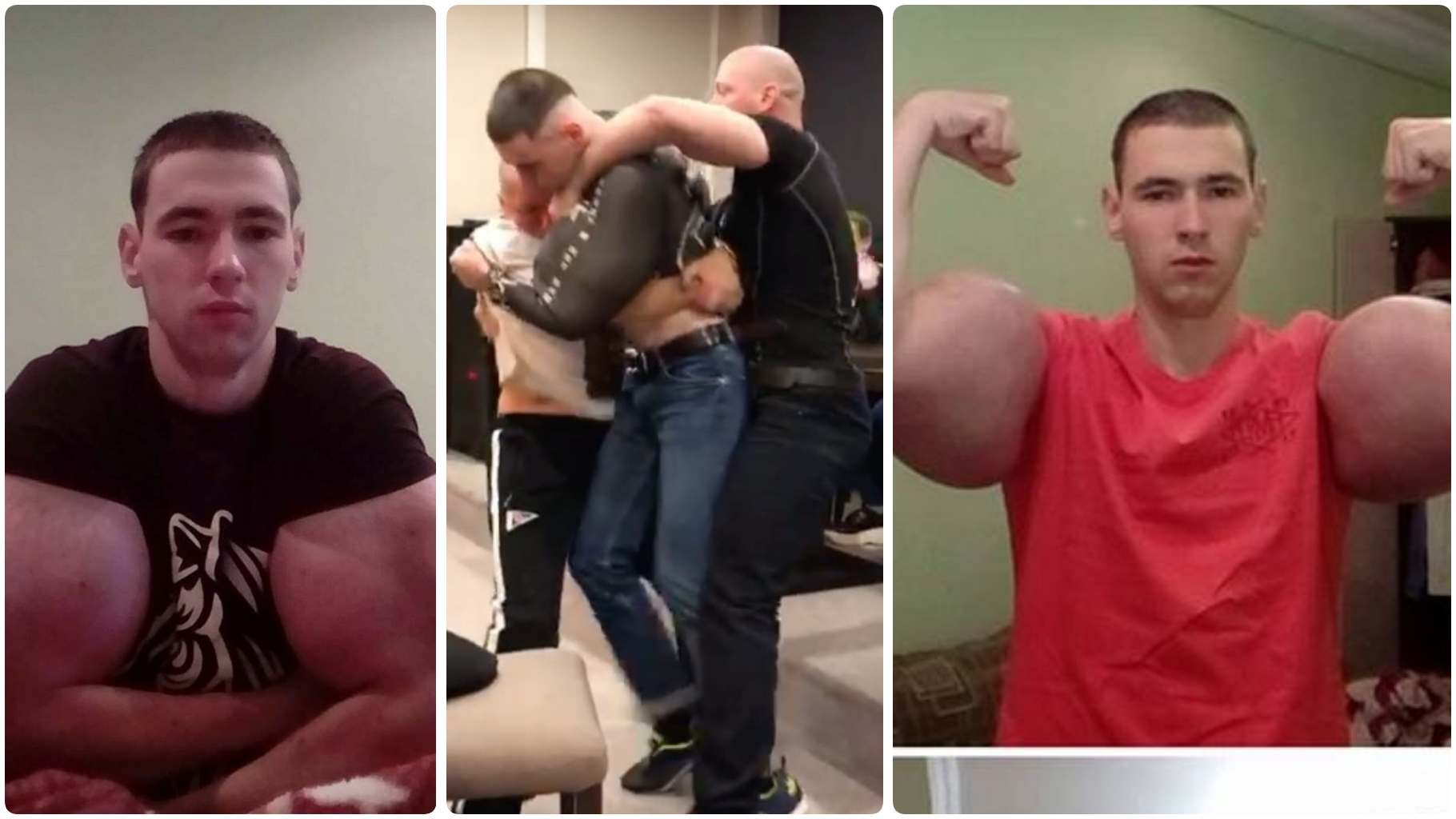 Russian Bodybuilder Popeye With Huge 24 Inch Biceps Knocked Out By A Slap 