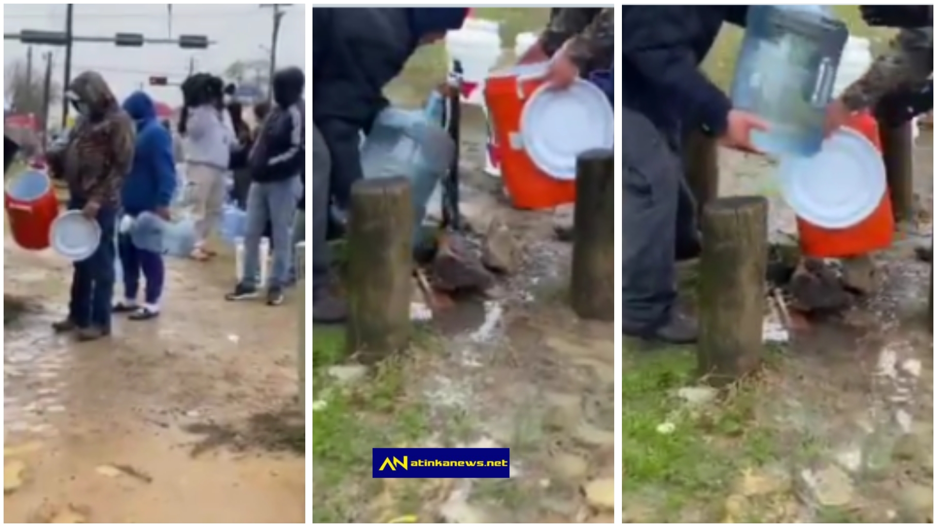 Americans are captured forming a long queue just to fetch water