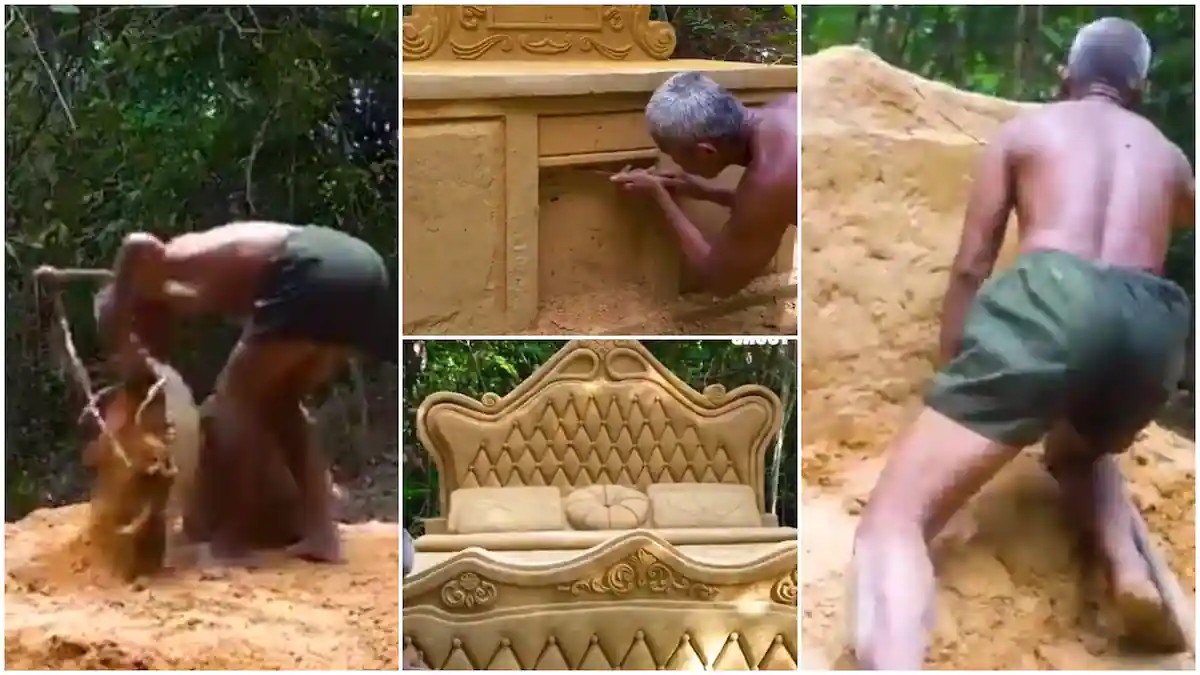 Man transforms mud into beautiful kingsize bed