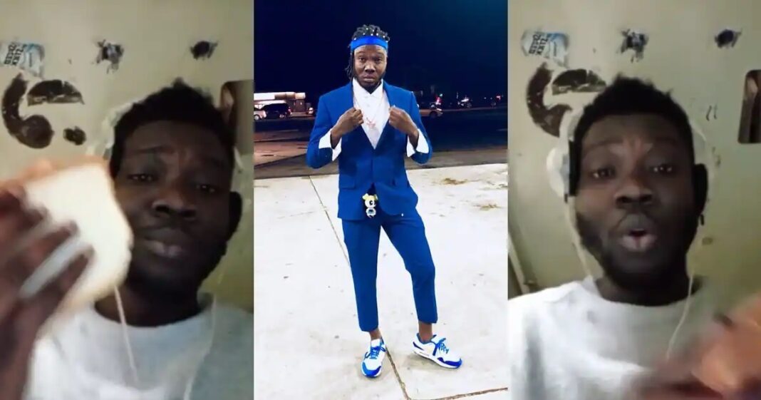 Showboy sad as he celebrates his birthday in prison with bread and groundnut paste [Watch]