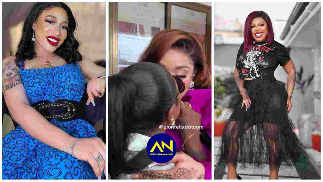 Tonto Dikeh passionately kiss Afia Schwar on the lips