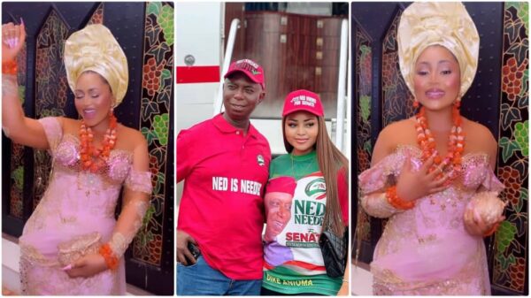 Regina Daniels dresses up like new bride to celebrate husband winning ...