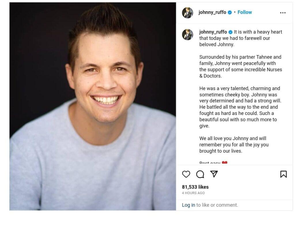 Johnny Ruffo cause of death: Home and Away actor dies aged 35