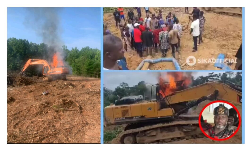 Chief orders burning of excavators at galamsey site